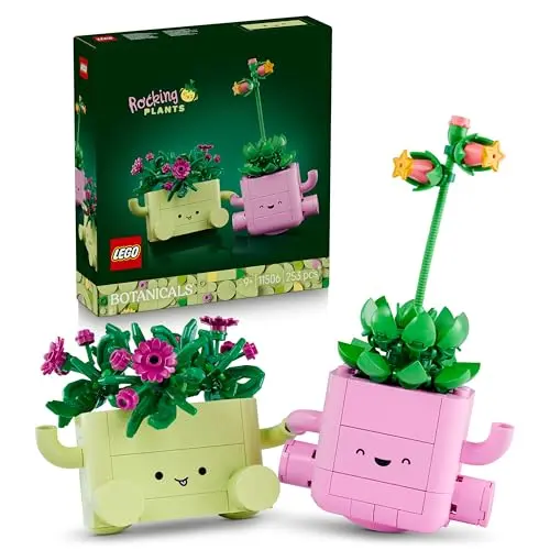 LEGO Botanicals: Schaukelnde Pflanzen mit 2 Kunstblumen & pastellfarbenen Töpfen – Deko für Schlafzimmer, DIY Geschenk ab 9 Jahre