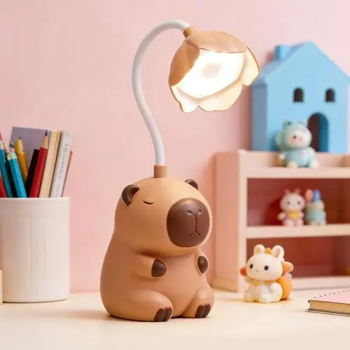 HAINLOGWANG 2-in-1 Cartoon Schreibtischlampe für Kinder, dimmbare Tischlampe mit Bleistiftspitzer