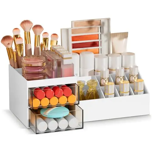 Subsky Make-up Organizer mit Schubladen, Kosmetik-Aufbewahrung, Multifunktions-Organizer, Weiß