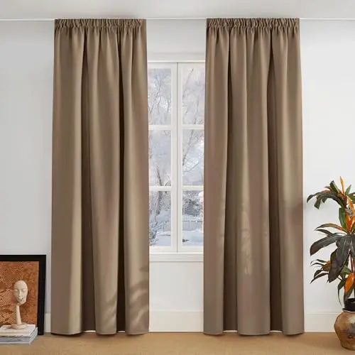 PONY DANCE Verdunkelnde Gardinen 2er Set H 245 x B 140 cm Cappuccino - Blickdicht für Wohnzimmer