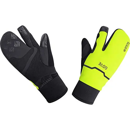 GOREWEAR Thermo Split Winterhandschuhe, winddicht und warm, 3-Finger, Black/Neon Yellow