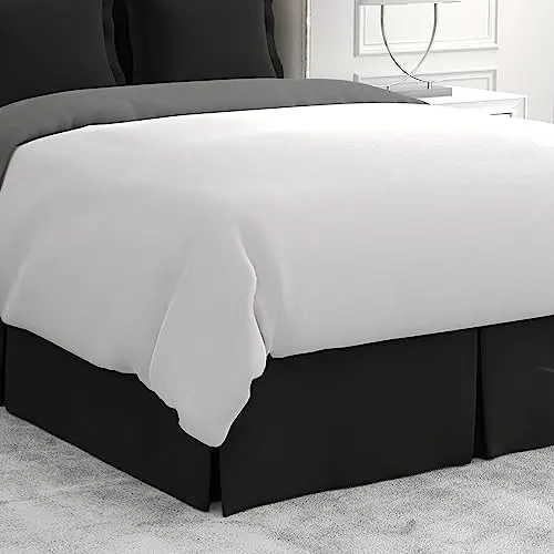 Bed Maker - Klassischer Bettrock in Schwarz für Doppelbetten, knitterfreier Stoff, 35,6 cm Fallhöhe