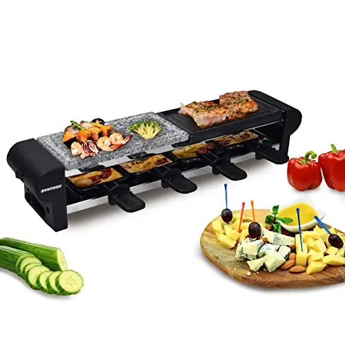 Syntrox Germany Raclette mit Grill und heißem Stein für 4 Personen