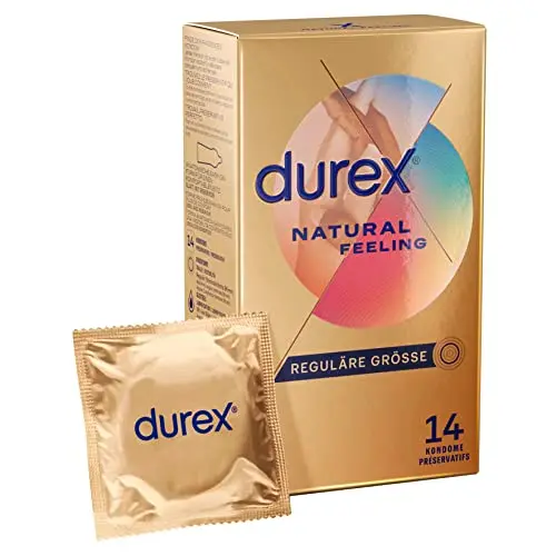 Durex Natural Feeling – Latexfreie Kondome mit Easy-On-Form – 14er Pack