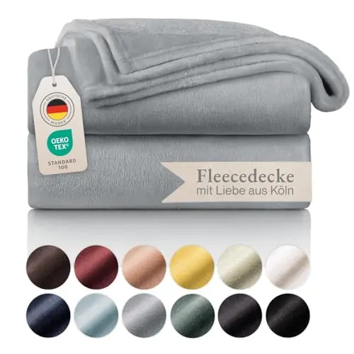 Blumtal Kuscheldecke 130x150 cm - Flauschige Wohndecke in Grau - Oeko-TEX zertifiziert