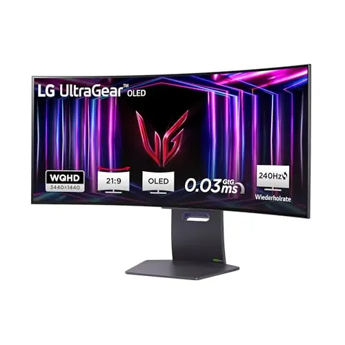 LG Ultragear 34 Zoll Curved UWQHD OLED Gaming-Monitor, 240Hz, AMD FreeSync, HDR True Black 400, 2x HDMI 2.1, Grau