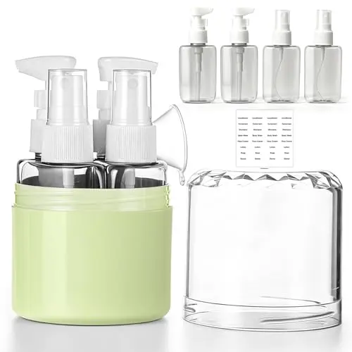 Piashow 4-in-1 Reisespender 50ml, wasserdicht & auslaufsicher mit Etiketten
