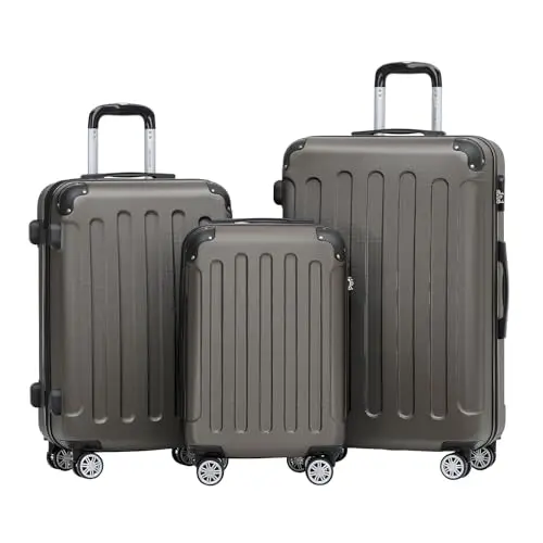 BEIBYE 2045 Zwillingsrollen Reisekoffer Kofferset Trolleys Hartschale 3tlg. (Coffee)