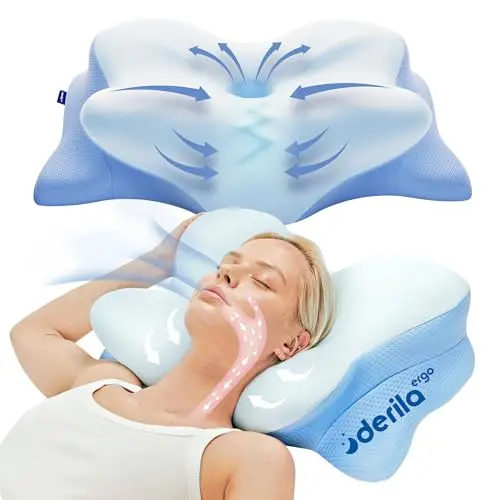 Derila Ergo Nackenkissen aus Memory Foam - Nackenstützkissen für Seiten-, Rücken- und Bauchschläfer