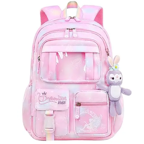 Schulranzen für Mädchen, Leichter, wasserdichter Rucksack für Schule und Reisen (5-12 Jahre)