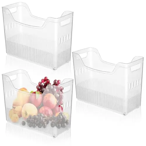 APACALI 3er Kühlschrank Organizer mit Rollen, transparent, für Küche und Vorratskammer