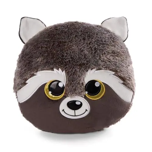 NICI GLUBSCHIS Kissen Waschbär Clooney – rundes Kuschelkissen aus weichem Plüsch, perfekte Geschenkidee