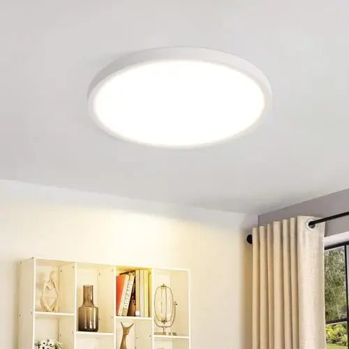 Muyuua LED Deckenlampe Flach Rund, Wasserdicht 18CM, 15W Warmweiß für Bad, Küche und Flur