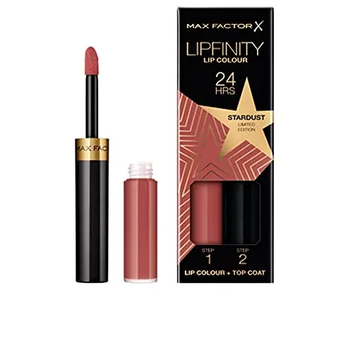 Max Factor Lipfinity Lip Colour 82 Stardust, langanhaltender Lippenstift mit feuchtigkeitsspendendem Top Coat, 4.2 g