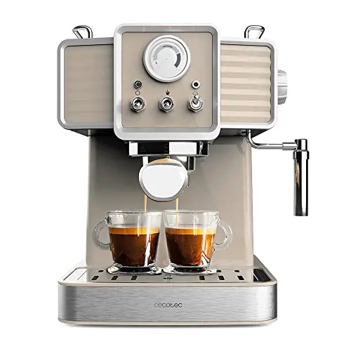 Cecotec Espressomaschine Power Espresso 20 Tradizionale Light Beige, 1350 W, 20 Bar, Vintage-Design, 1,5 Liter