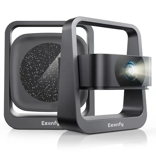 Eeenfy Smart Beamer Portable Heimkino, 1080P Unterstützung, WiFi6, Bluetooth 5.2, für Handy und Laptop, Schwarz