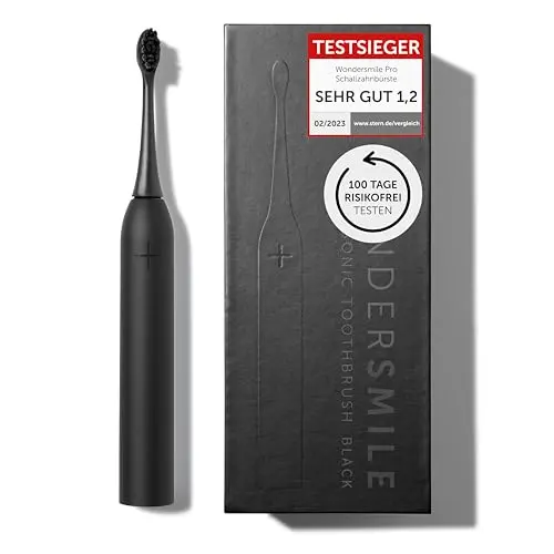 Wondersmile Schallzahnbürste PRO - 100 Tage risikofrei testen - Elektrische Zahnbürste mit 4 Putzprogrammen (Ultimate Black)