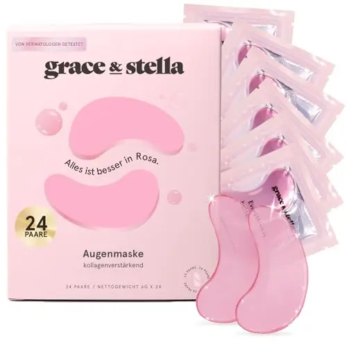grace & stella Augenpads gegen Augenringe - Kühlende und erfrischende Augenmaske, 24 Paare, Rosa