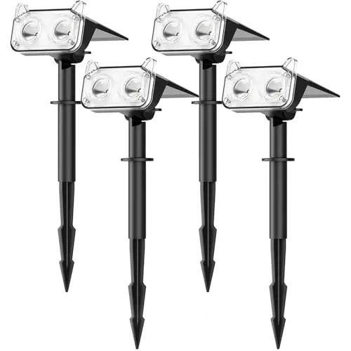 GEARLITE 4er Set Solarlampen für Außen Garten, 2 Modi, 30 Std. Laufzeit, IP65, weiße Gartenstrahler