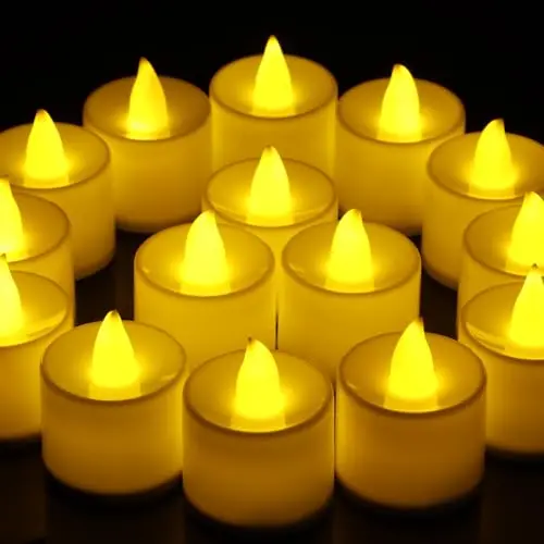 LWMTT LED Kerzen, 24 Flammenlose Teelichter für Weihnachten, Herbst und Winter, Zufällige Stile