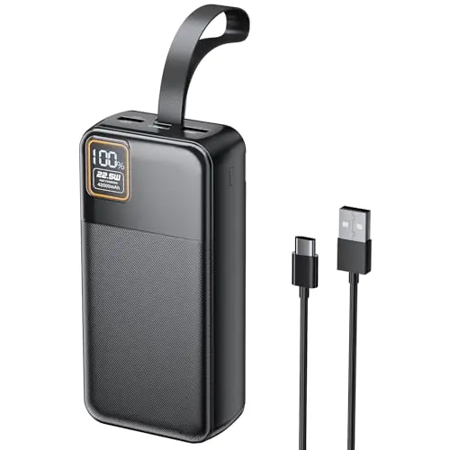 Power Bank 42000mAh 22.5W USB C mit LED Display - Tragbares Ladegerät für iPhone, Tablet, Galaxy S25 und mehr - Schwarz