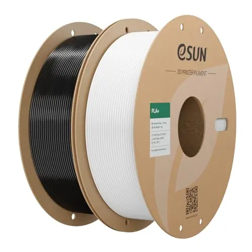 eSUN PLA+ Filament 1,75mm - 1kg pro Spule, 2 Spulen in Kaltes Weiß und Schwarz