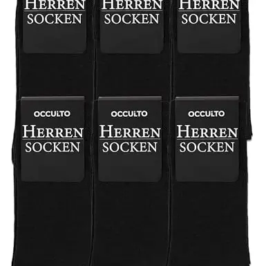 Occulto Herren Business Socken 6er Pack, Schwarz, Größen 39-42