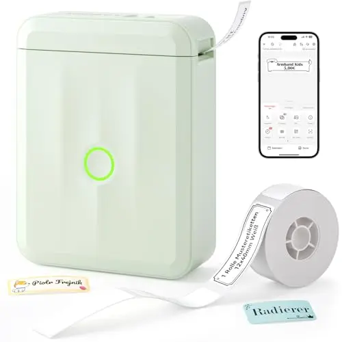 NIIMBOT D110 Mini Etikettendrucker - Tragbarer Bluetooth Drucker für Namensschilder, Grün