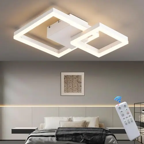 SEATAIN LED Deckenleuchte, moderne geometrische Lampe für Schlafzimmer, stufenlos dimmbar mit Fernbedienung und Nachtlicht