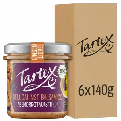 Tartex Bio Brotaufstrich Herzhaft - Veganer Belugalinien Balsamico - 6 Gläser im Vorteilspack - Ideal für Brot oder Dip - 810 g