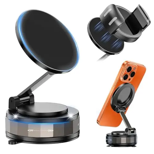 Vakuum Handyhalterung Auto Magnet, 2-in-1 Universal Halterung für Smartphones, 360° drehbar