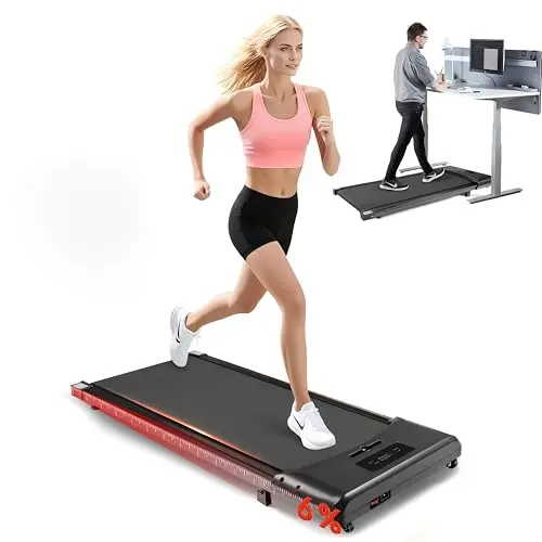 Worldgeil Walking Pad Klappbares Laufband für Zuhause – 1–6 km/h mit LED-Anzeige und Fernbedienung