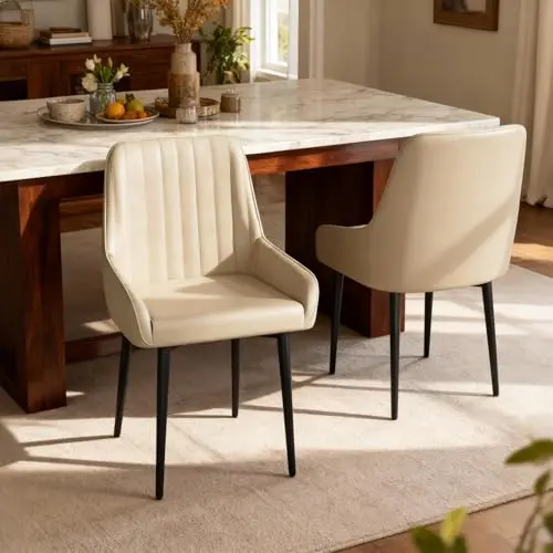 FiveWillowise Esszimmerstuhl 2er Set, Gebogene Rückenlehne, Taupe