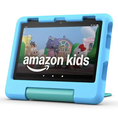 Amazon Fire HD 8 Kids-Tablet, 8 Zoll, 32 GB, blaue Version, kinderfreundlich, 13 Std. Akkulaufzeit, kindersicher, ohne Werbung