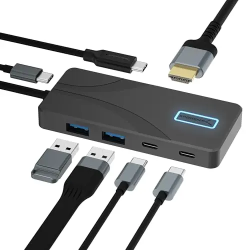 SABRENT USB C Hub 5-Port - 2x USB-A, 2x USB-C, 4K HDMI, 80W Power Delivery, Aluminium Dockingstation