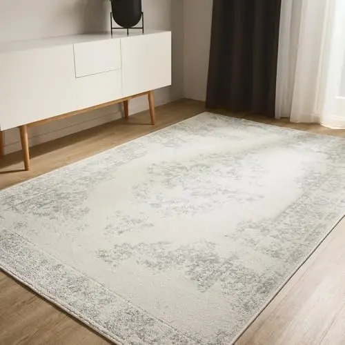 benuta Teppich Sia - Creme/Taupe 60x120 cm - Pflegeleichter Vintage-Boho-Stil für Wohnzimmer und Schlafzimmer