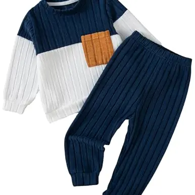 JiAmy Jungen Freizeit-Set: Langarm-Shirt und Hose für 1-6 Jahre