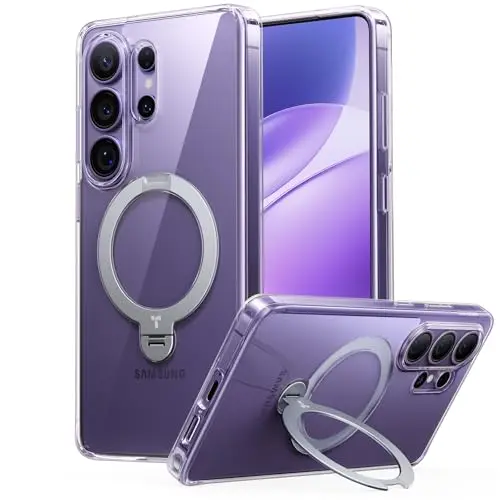 TORRAS Ostand Q3 Spin Hülle für Samsung Galaxy S26 Ultra - Klar mit 360° Ständer, Militärschutz, Anti-Vergilbung
