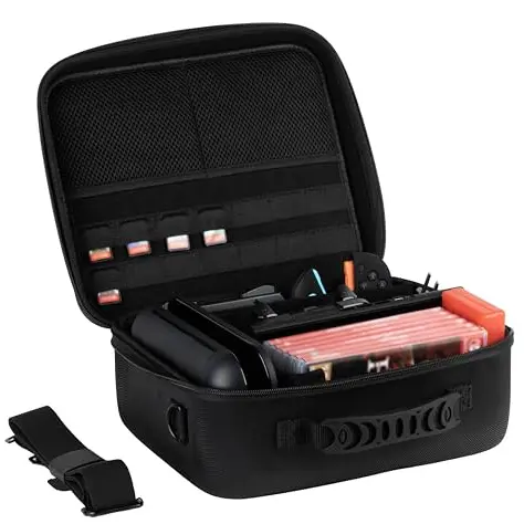 Konix Tragetasche Big Carry Case für Nintendo Switch 2 – Schwarz, 14 Spielfächer