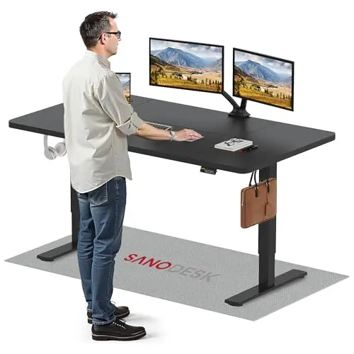 SANODESK Höhenverstellbarer Schreibtisch 160×60 cm – Ergonomischer Schreibtisch mit Memory-Funktion