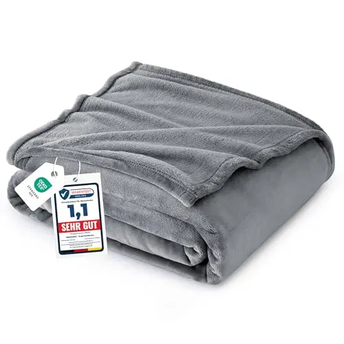 BEDSURE Flauschige Kuscheldecke XL - Weiche Wohndecke 150x200 cm, Grau