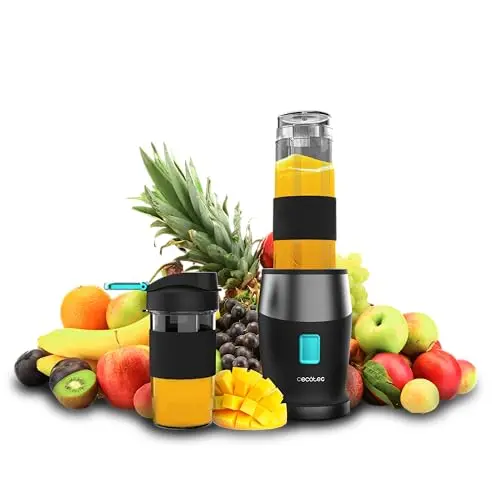 Cecotec Tragbarer Standmixer Power Titanium 900 ProGo, 900W, mit 2 Bechern, Ergonomisch & Einfach zu reinigen