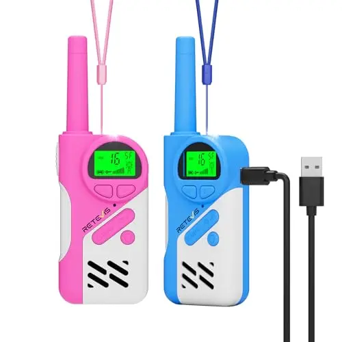 Retevis EZTalk 670 Kinder Walkie Talkie, Aufladbar, Geschenk für Jungen und Mädchen 6-13 Jahre (1 Paar)