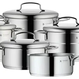WMF Mini Topfset Induktion 5-teilig, stapelbar aus Cromargan Edelstahl, ideal für kleine Portionen