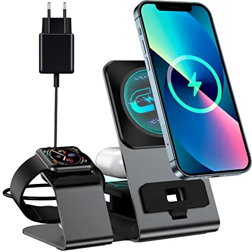 3-in-1 Magnetische Ladestation für Apple, kompatibel mit Apple Watch, AirPods und iPhone