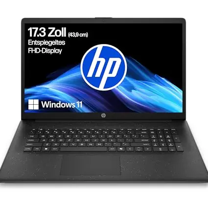 HP Laptop 17,3" FHD, AMD Ryzen 3, 8 GB RAM, 512 GB SSD, Windows 11, Silber, 25 GB Dropbox-Speicher
