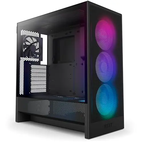 NZXT H5 Flow RGB - Compact ATX Mid-Tower Gaming Case - High Airflow - Black