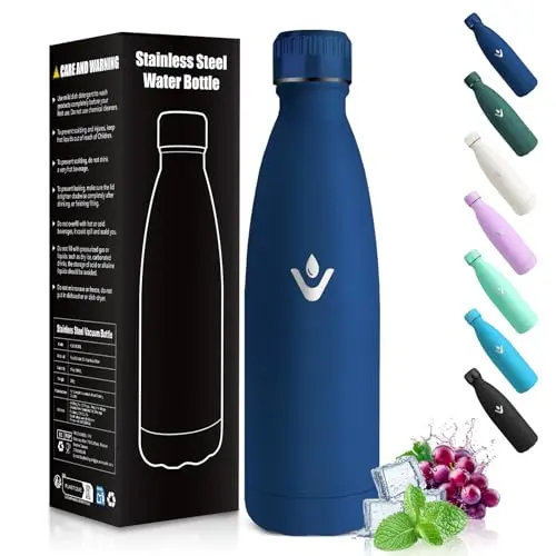 HoneyHolly Edelstahl Trinkflasche 500ml - Doppelwandig Vakuumisoliert für Kinder, Schule, Outdoor und Camping