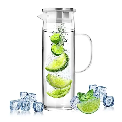 Glaskaraffe 1,5 L mit Deckel - Elegante Wasserkaraffe aus Glas