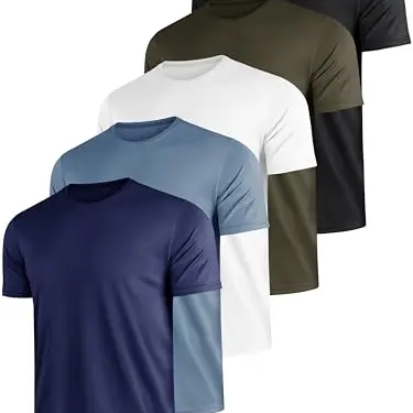 E-LIINJOYE 5er Pack Sport Herren T-Shirts, schnelltrocknend, atmungsaktiv, Kurzarm, für Training, Fitness, Laufen, 3XL